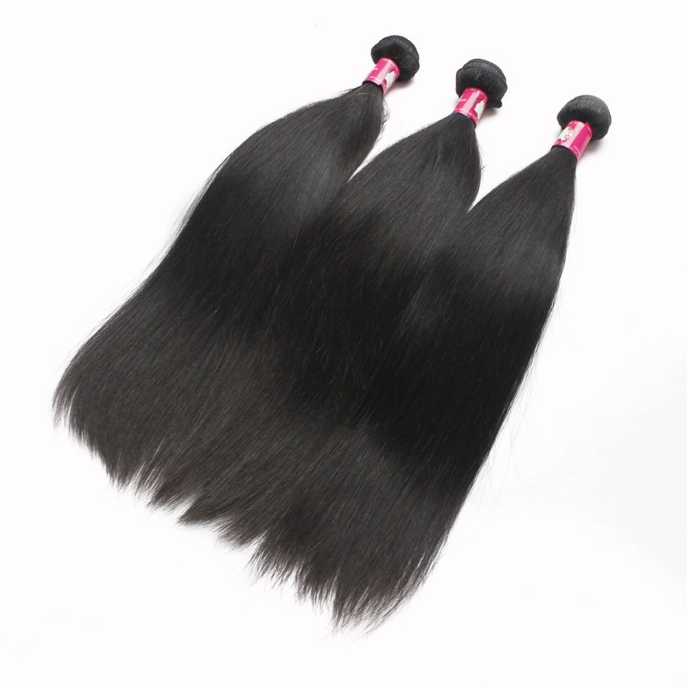 Full Bundle 9A Hair Virgin Brazilian Natural Straight Hair Weft 4pcs/Lot Mixed Lengths 16 18 20 22 Inch 1B Natural Black Soft Unprocessed Hair Weave Free Tangle