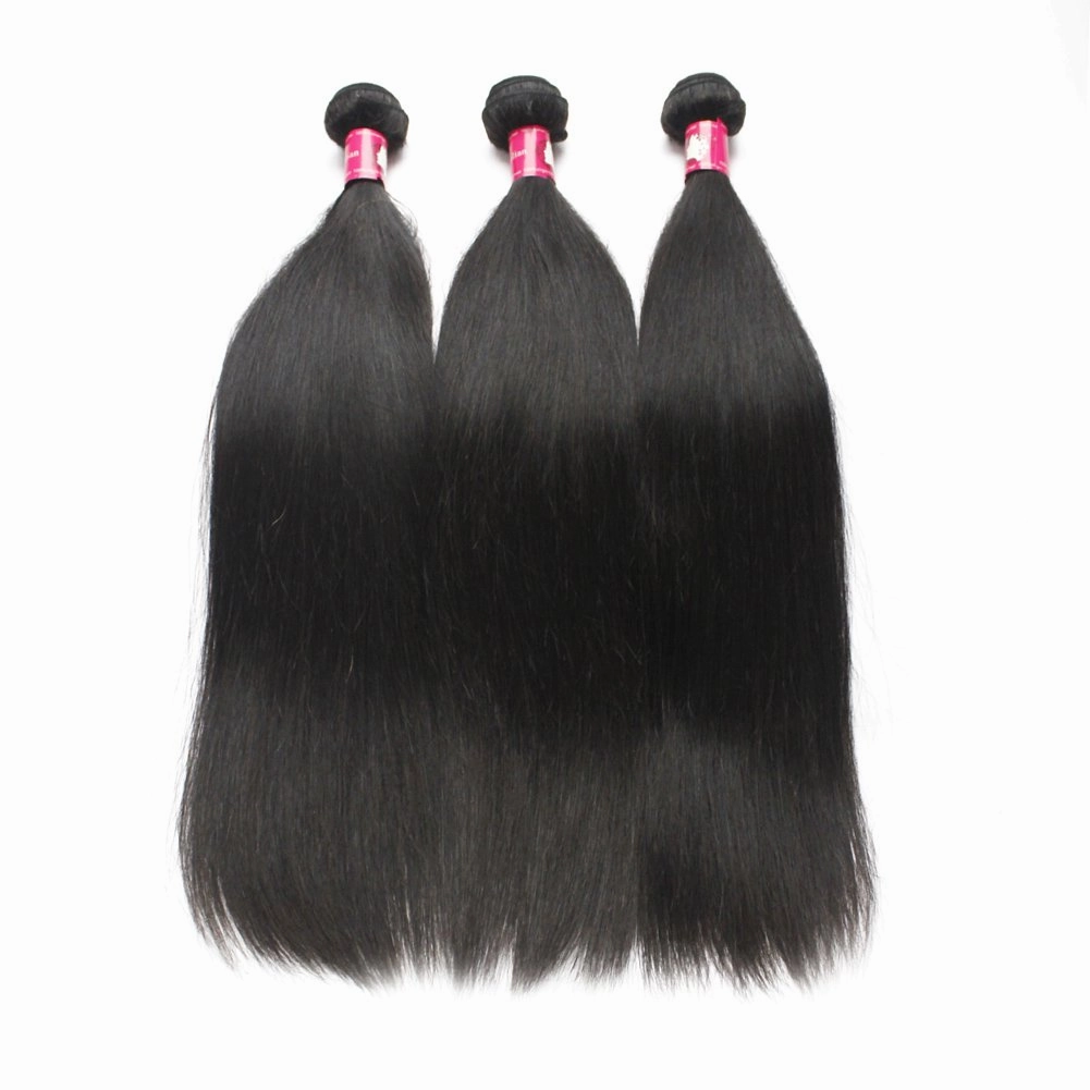 Full Bundle 9A Hair Virgin Brazilian Natural Straight Hair Weft 4pcs/Lot Mixed Lengths 16 18 20 22 Inch 1B Natural Black Soft Unprocessed Hair Weave Free Tangle