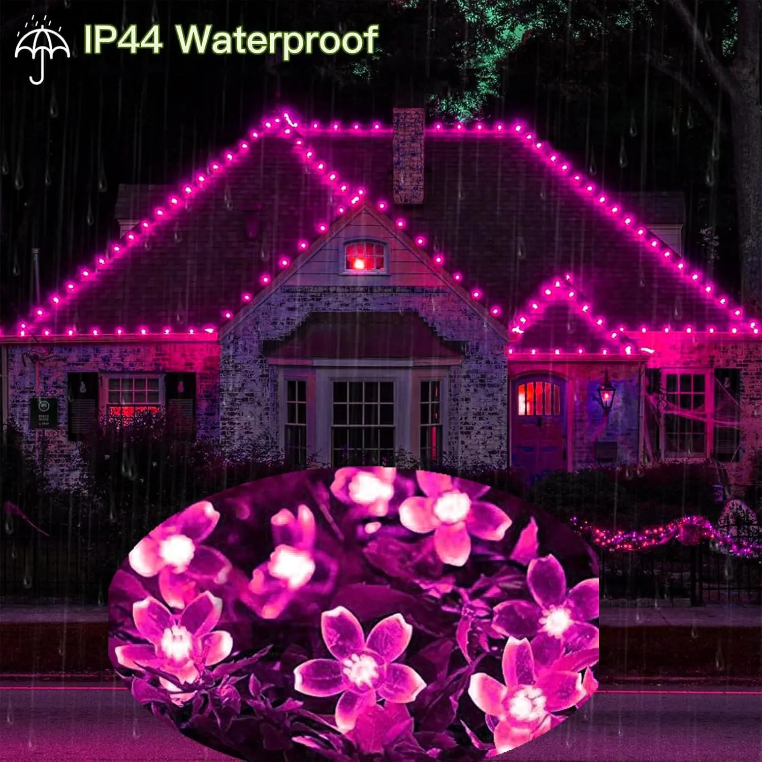 FULLBELL Pink LED String Lights 33ft 100 Bulbs - Waterproof Flower Fairy Lights with 8 Modes for Bedroom, Wedding, Christmas Party Decor - Indoor/Outdoor Pink Lights for Romantic Home Decor.