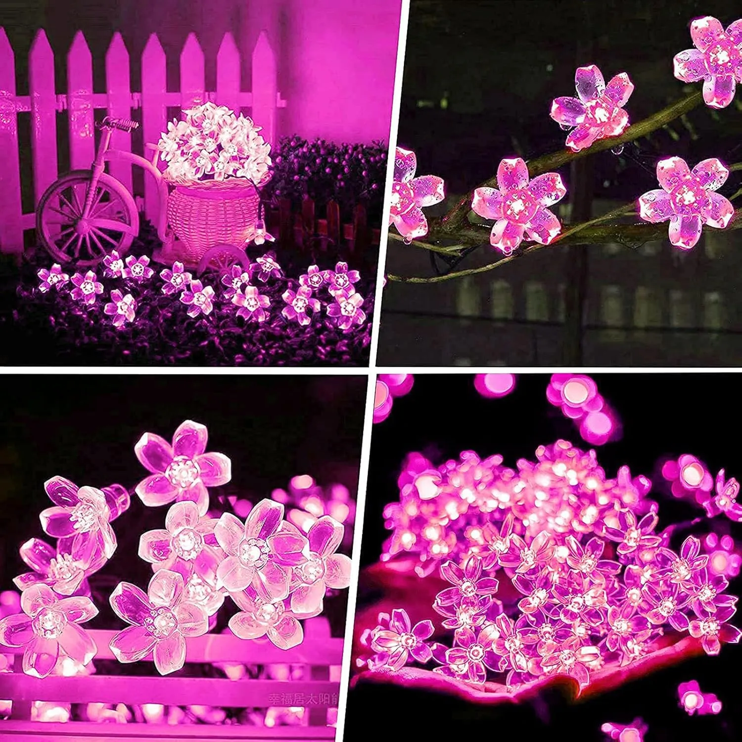 FULLBELL Pink LED String Lights 33ft 100 Bulbs - Waterproof Flower Fairy Lights with 8 Modes for Bedroom, Wedding, Christmas Party Decor - Indoor/Outdoor Pink Lights for Romantic Home Decor.