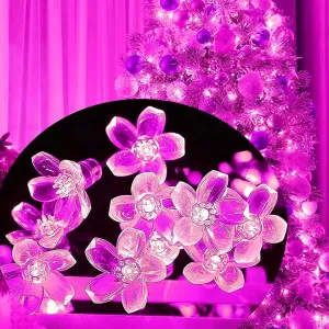 FULLBELL Pink LED String Lights 33ft 100 Bulbs - Waterproof Flower Fairy Lights with 8 Modes for Bedroom, Wedding, Christmas Party Decor - Indoor/Outdoor Pink Lights for Romantic Home Decor.