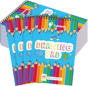 Fulmoon 100 Pack Drawing Pad for Kids Sketch Pads 40 Sheets Top Spiral Drawing Books Bulk 6 x 9 Inch Children Coloring Paper for Crayons Pencils School Kid Painting Party Art Supplies