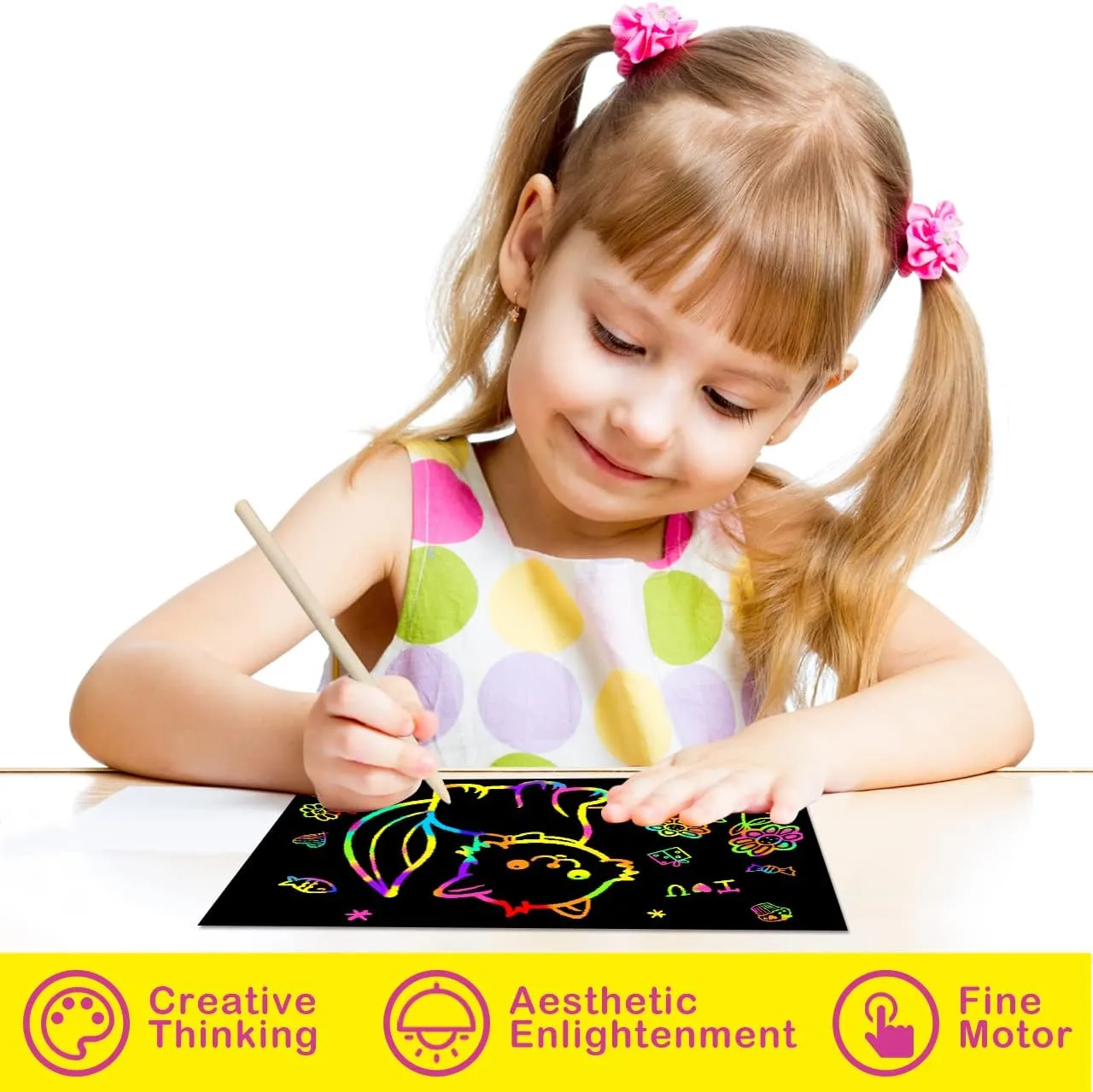 FUNNYB&G Scratch Rainbow Paper for Kids: 117 Pcs Magic Scratch Off Paper Children Art Crafts Set Kit Supplies Toys Black Scratch Sheets Notes Cards for Easter Basket Stuffers Boys Girls Birthday