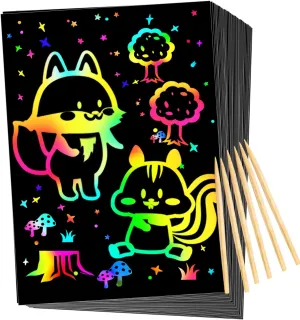 FUNNYB&G Scratch Rainbow Paper for Kids: 117 Pcs Magic Scratch Off Paper Children Art Crafts Set Kit Supplies Toys Black Scratch Sheets Notes Cards for Easter Basket Stuffers Boys Girls Birthday