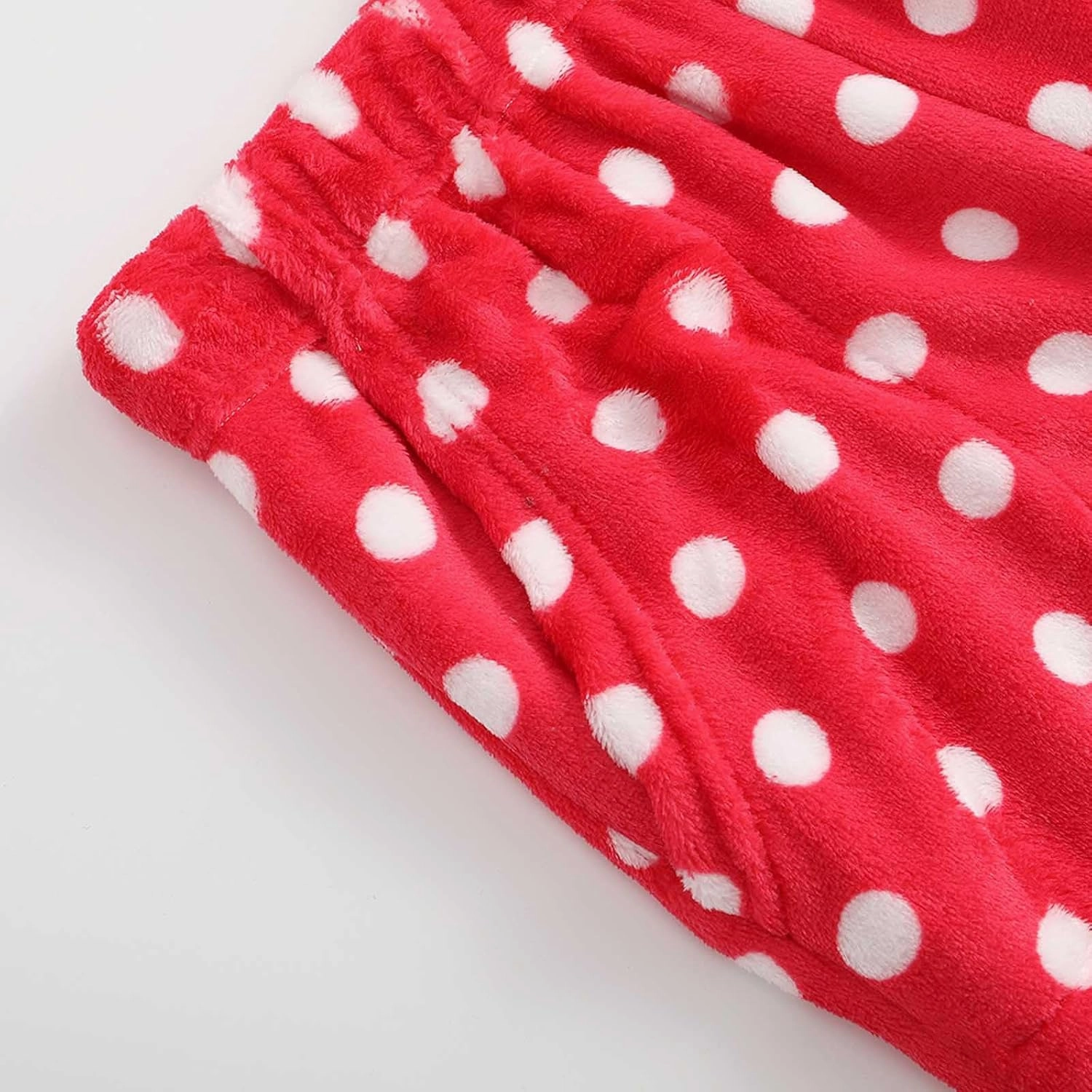 Fuzzy Flannel Pajama Pants for Women Comfy Soft Fluffy Plush Polka Dot Pj Pants High Waisted Wide Leg Lounge Pants