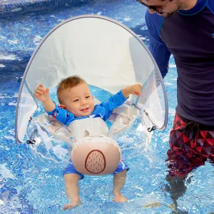 G6 Tummy Ring with Canopy (Age 3-24 Months) - Safe, Inflatable Baby Swim Trainer, Easy-to-Use Toddler Float, Water Play & Swim Skills Development Aid for Infants (Teddy Bear)