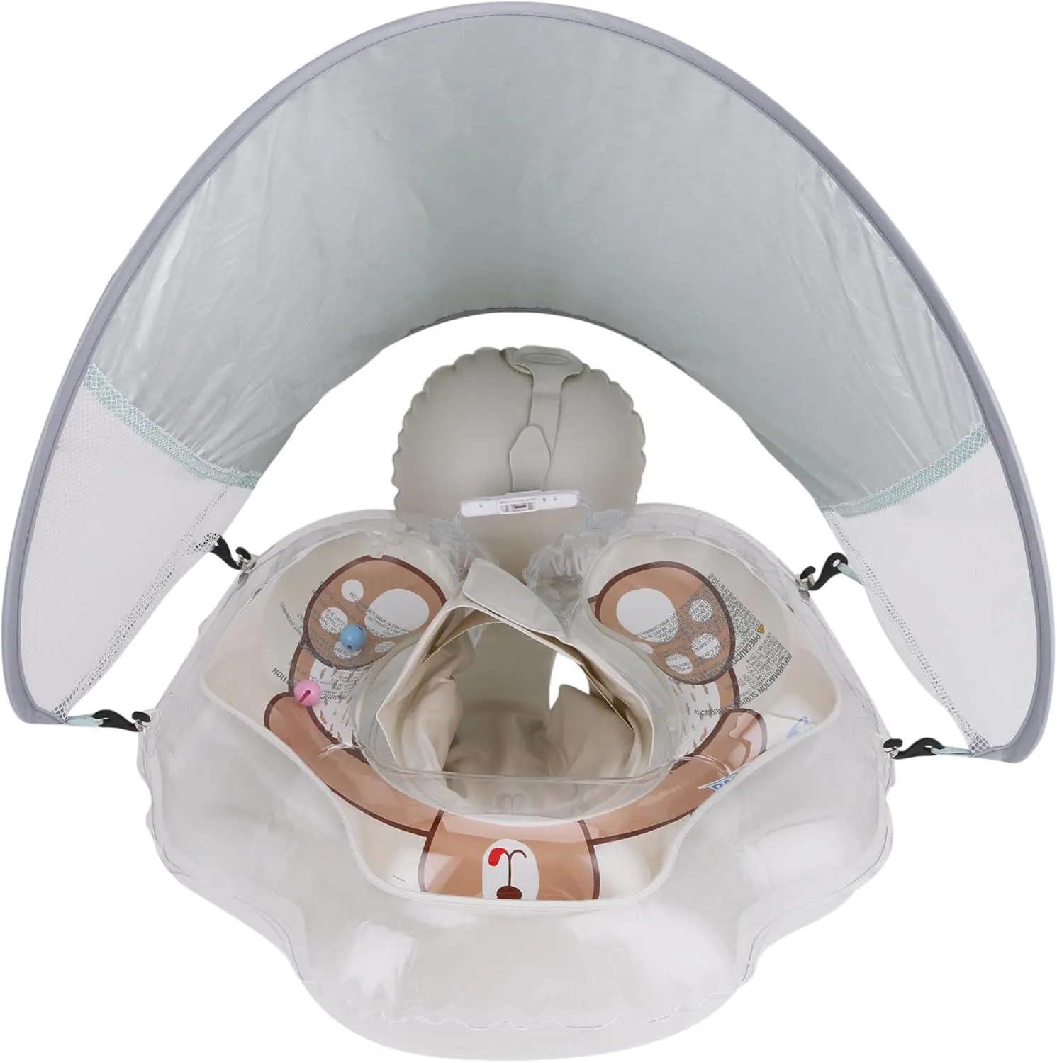 G6 Tummy Ring with Canopy (Age 3-24 Months) - Safe, Inflatable Baby Swim Trainer, Easy-to-Use Toddler Float, Water Play & Swim Skills Development Aid for Infants (Teddy Bear)
