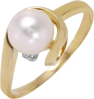 Galaxy Gold GG 1.01 Carat 14k Solid Gold Ring with Natural Diamond and Freshwater-cultured Pearl