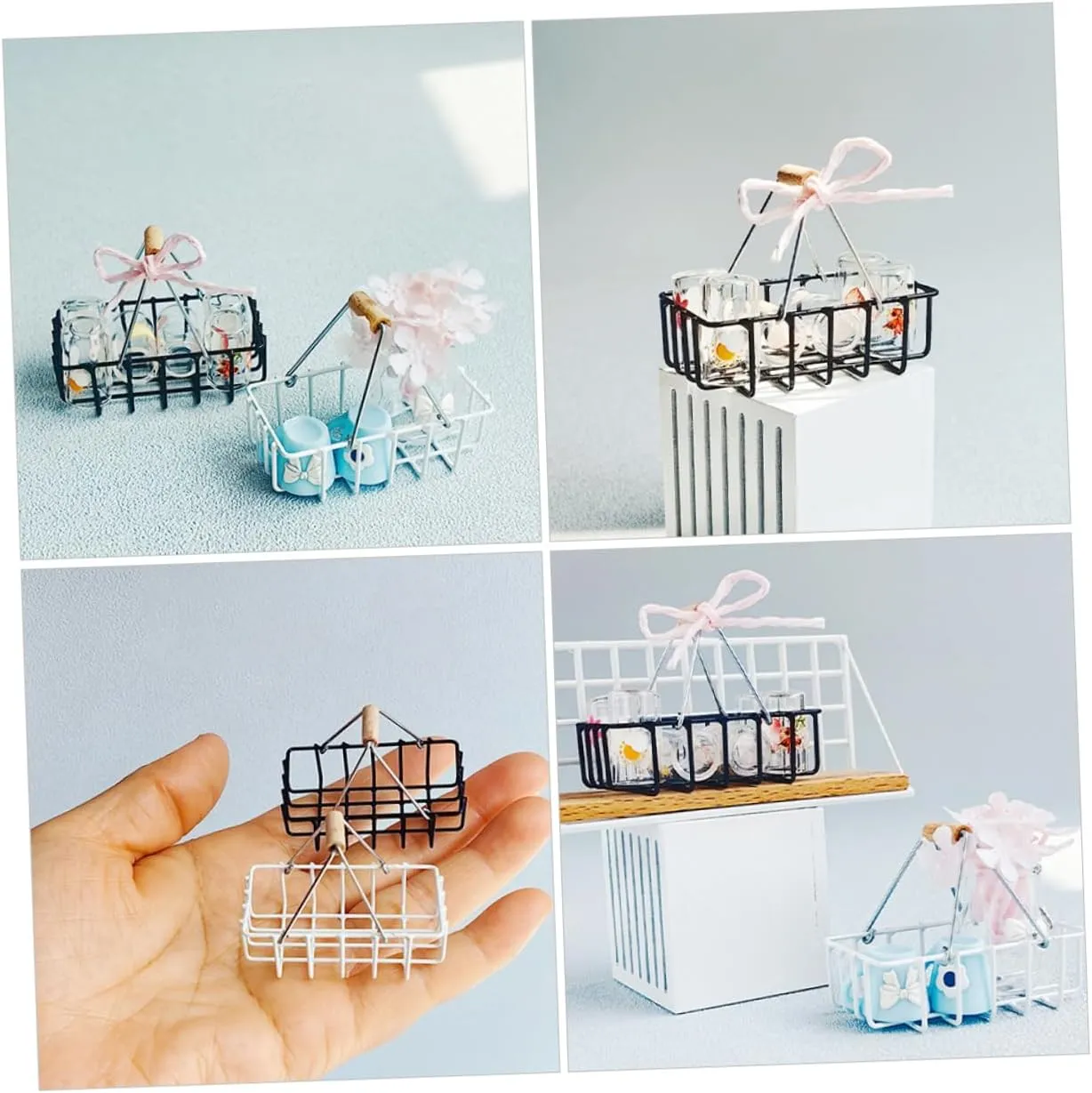 Garneck 2sets 2pcs Miniature House Basket Model Baskets for Dollhouse Decor Mini House Accessories for Creative Adornments Lifelike Design for Enhanced Aesthetic 2pcs*2
