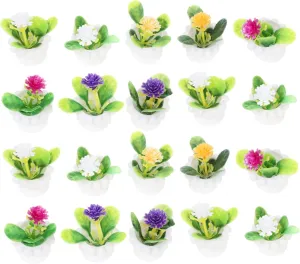 Garneck 32pcs Miniature Dollhouse Plants - Realistic Fake Potted Flowers and Herbs for Micro Landscape Decoration - for Dollhouse and Miniature Displays
