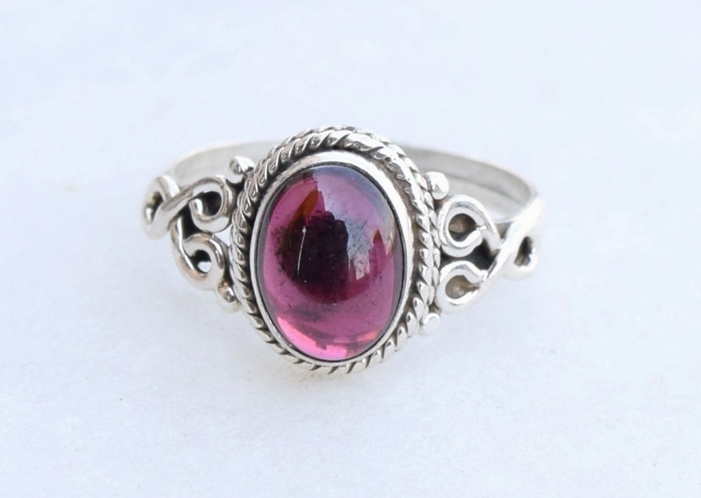 Garnet Stone Ring 925 Sterling Silver Statement Ring For Women Handmade Rings Gemstone Christmas Promise Ring Size US 5 Gift For Her