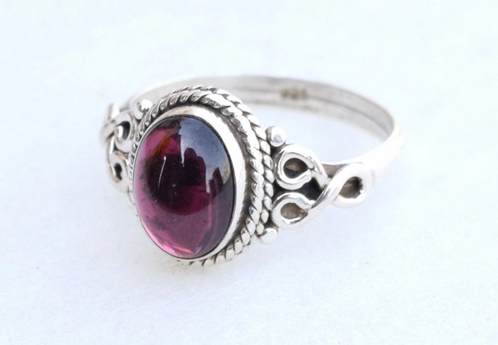 Garnet Stone Ring 925 Sterling Silver Statement Ring For Women Handmade Rings Gemstone Christmas Promise Ring Size US 5 Gift For Her