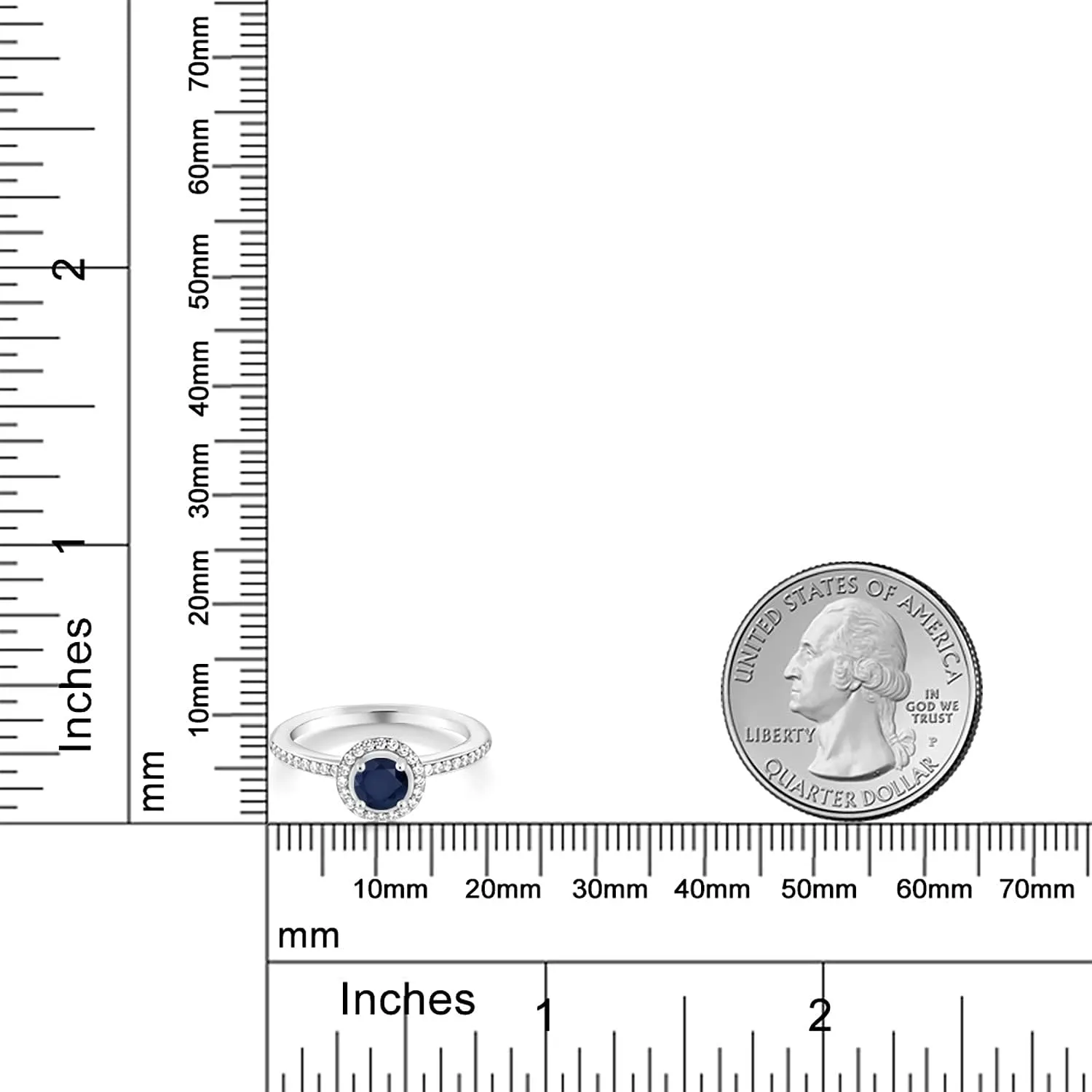 Gem Stone King 925 Sterling Silver Blue Sapphire Engagement Ring For Women (0.79 Cttw, Round 5MM, Gemstone Birthstone, Available In Size 5, 6, 7, 8, 9)