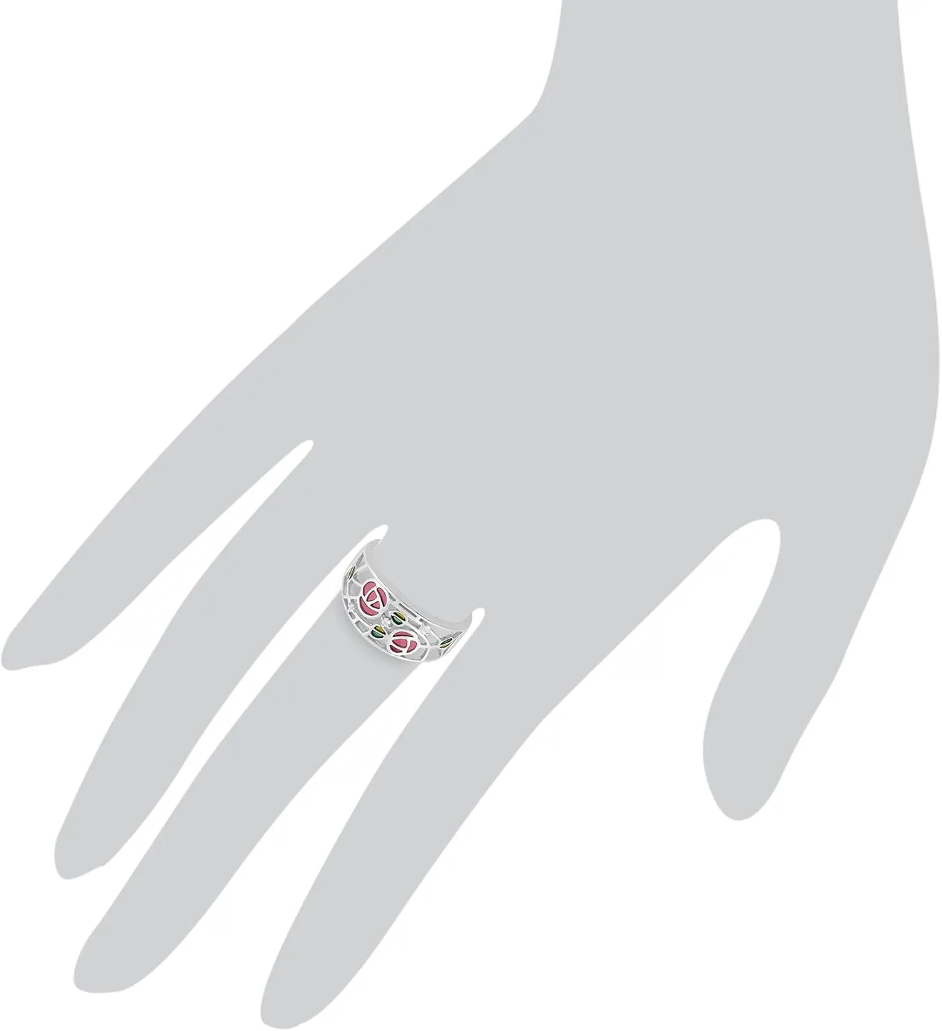 Gemondo Marcasite Ring, Sterling Silver 0.03ct White Topaz Rennie Mackintosh Inspired Ring