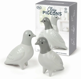 Genuine Fred CLAY PIGEONS, Ceramic Pigeon Salt and Pepper Shakers