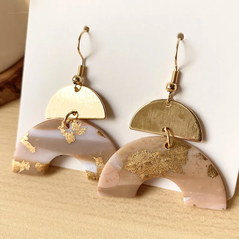 Geometric Semicircle Polymer Clay Earrings E6725