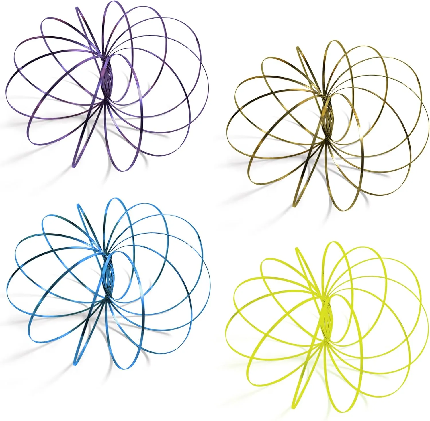 Geospace Original GeoFlux Mesmerizing 3-D Kinetic Sculpture & Interactive Spring Toy (4-Pack Solar Colors)