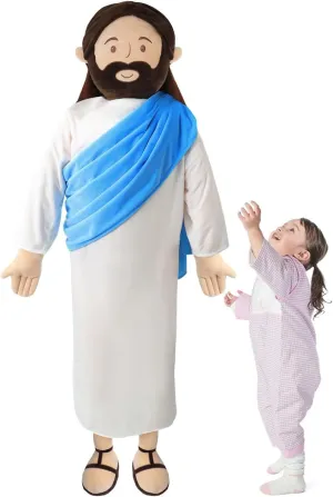Giant Jesus Plush 6 Ft Jesus Stuffed Doll Plushie Toy Christian Pillow Religious Decoration Gift for Christening Easter (Blue)