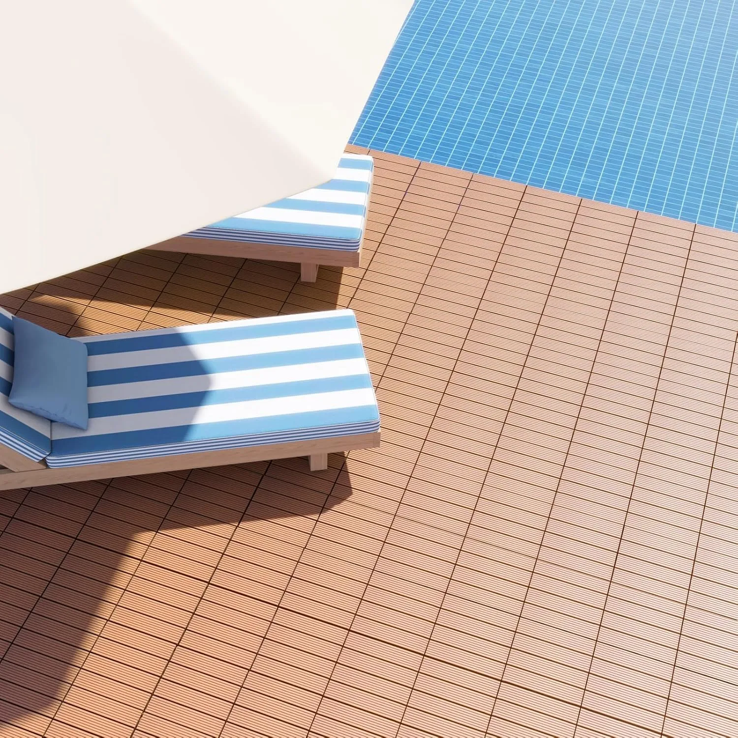 Giantex Interlocking Deck Tiles 18 Pack - 18 sq.ft Composite Outdoor Flooring Covering All Weather Use, 12 x 12 in Patio Decking Boards for Balcony, Poolside, Backyard, Garden, Walkway (Brown)