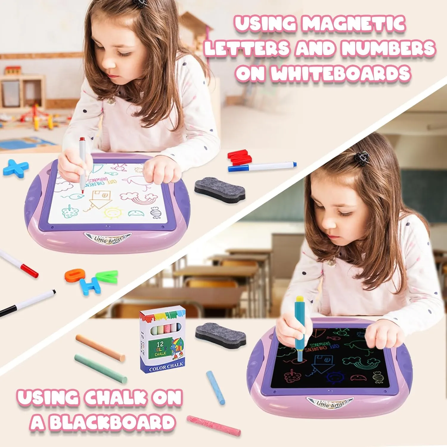 Gift for 1-2 Year Old Girls, Toddler Girl Toys with Magnetic Letters and Numbers, Learning and Educational Toys for 1 2 Year Old, Girls Birthday Christmas Gifts (Unicorn Pink)