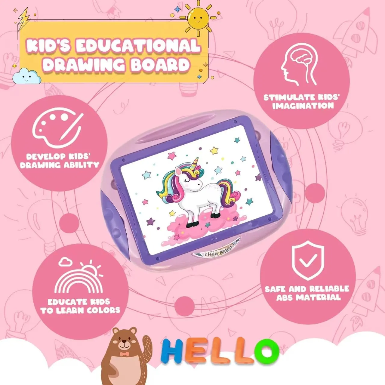 Gift for 1-2 Year Old Girls, Toddler Girl Toys with Magnetic Letters and Numbers, Learning and Educational Toys for 1 2 Year Old, Girls Birthday Christmas Gifts (Unicorn Pink)
