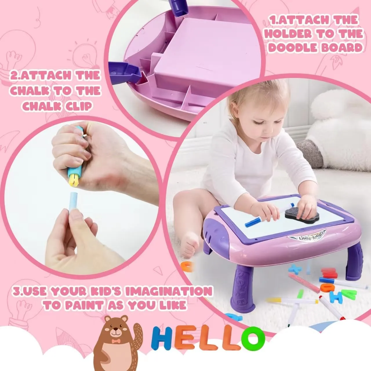 Gift for 1-2 Year Old Girls, Toddler Girl Toys with Magnetic Letters and Numbers, Learning and Educational Toys for 1 2 Year Old, Girls Birthday Christmas Gifts (Unicorn Pink)