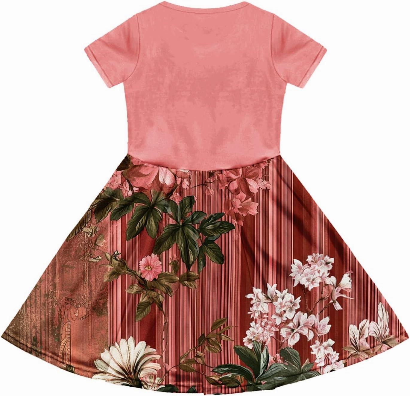 Girls' Short-Sleeved Casual Dresses with Pockets Floral Prints Summer A-line Children's Party Dresses 4-14 Years Old