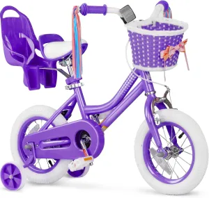 Glaf Toddler Girls Bike for 2-12 Years Old 12 14 16 20 Inch Girls Bike with Training Wheels and Baby Doll Seat Kids Bike Bicycle with Adjustable Seat Handlebar
