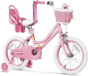Glaf Toddler Girls Bike for 2-12 Years Old 12 14 16 20 Inch Girls Bike with Training Wheels and Baby Doll Seat Kids Bike Bicycle with Adjustable Seat Handlebar