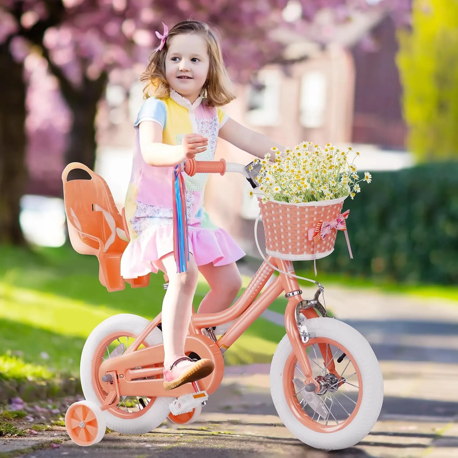 Glaf Toddler Girls Bike for 2-12 Years Old 12 14 16 20 Inch Girls Bike with Training Wheels and Baby Doll Seat Kids Bike Bicycle with Adjustable Seat Handlebar