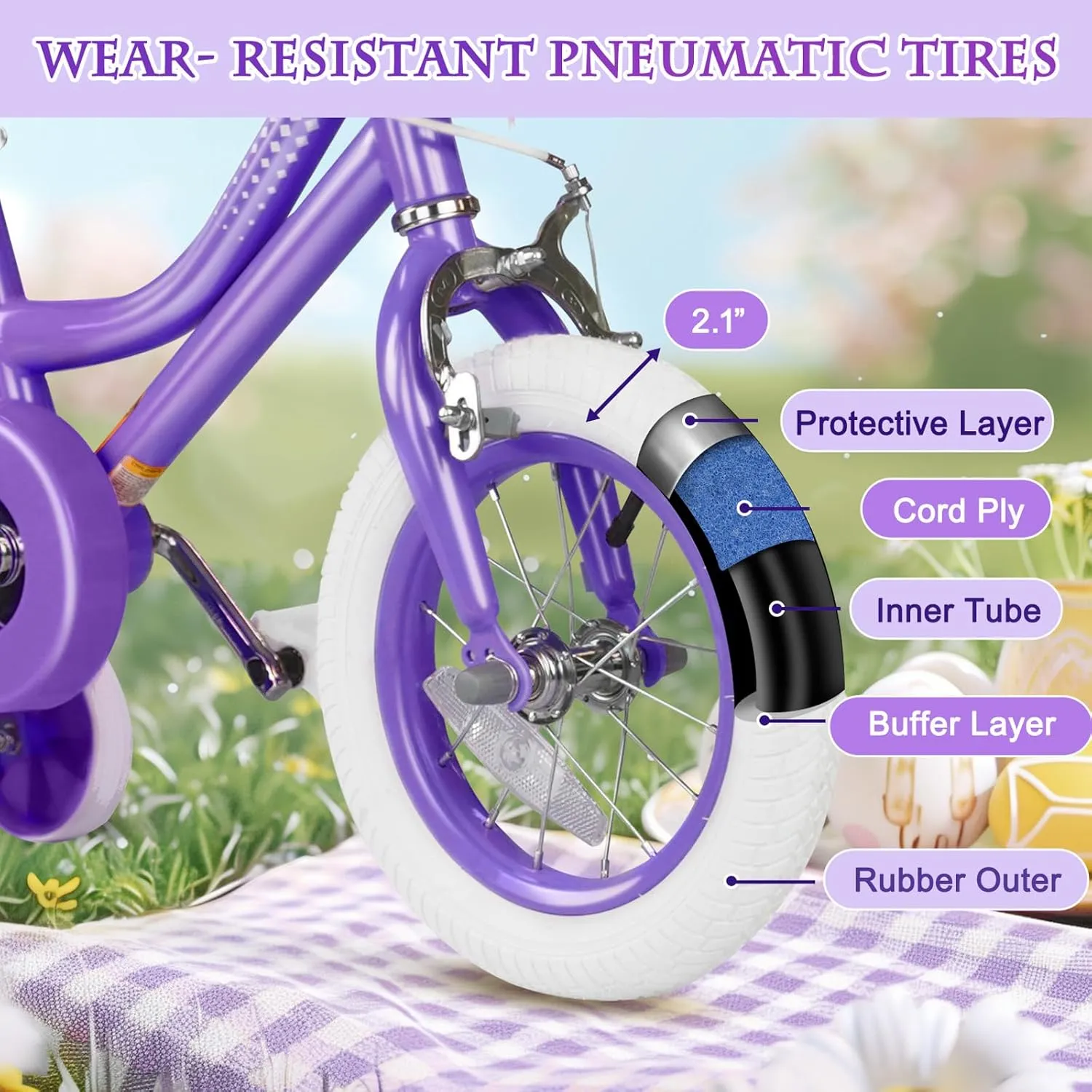 Glaf Toddler Girls Bike for 2-12 Years Old 12 14 16 20 Inch Girls Bike with Training Wheels and Baby Doll Seat Kids Bike Bicycle with Adjustable Seat Handlebar