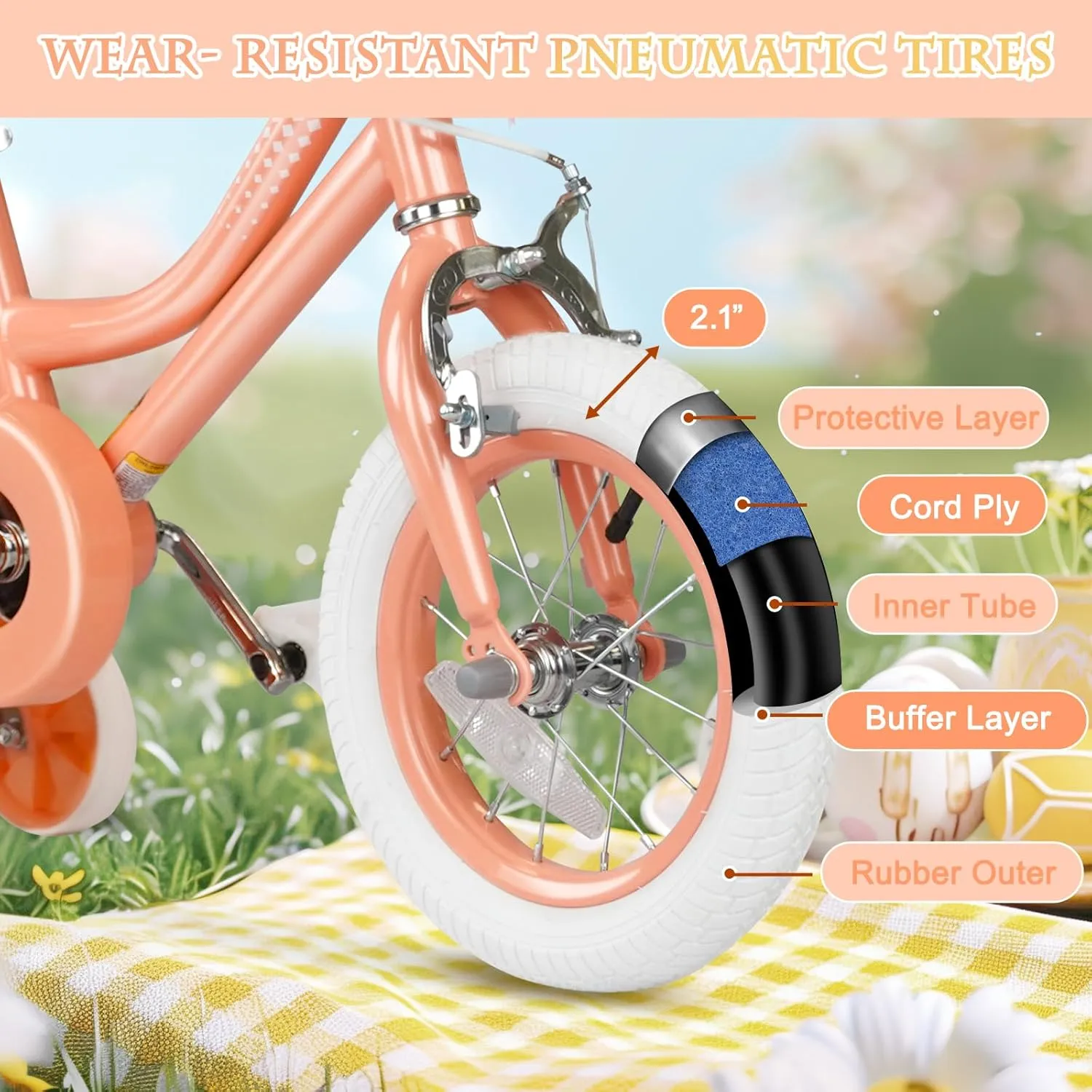 Glaf Toddler Girls Bike for 2-12 Years Old 12 14 16 20 Inch Girls Bike with Training Wheels and Baby Doll Seat Kids Bike Bicycle with Adjustable Seat Handlebar