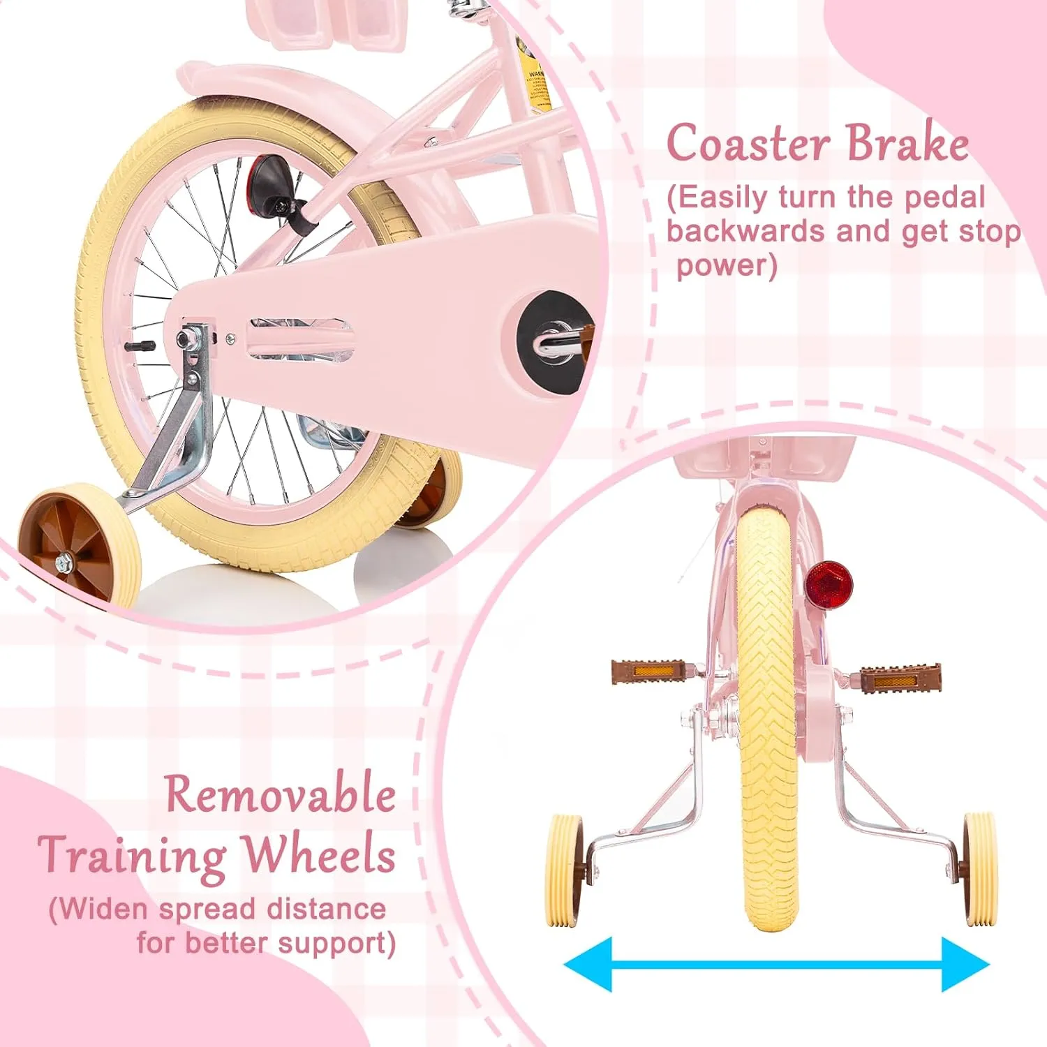 Glaf Toddler Girls Bike for 2-12 Years Old 12 14 16 20 Inch Girls Bike with Training Wheels and Baby Doll Seat Kids Bike Bicycle with Adjustable Seat Handlebar
