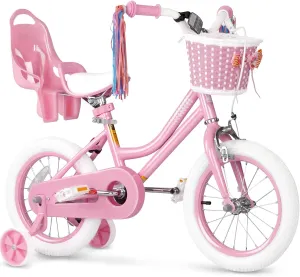 Glaf Toddler Girls Bike for 2-12 Years Old 12 14 16 20 Inch Girls Bike with Training Wheels and Baby Doll Seat Kids Bike Bicycle with Adjustable Seat Handlebar