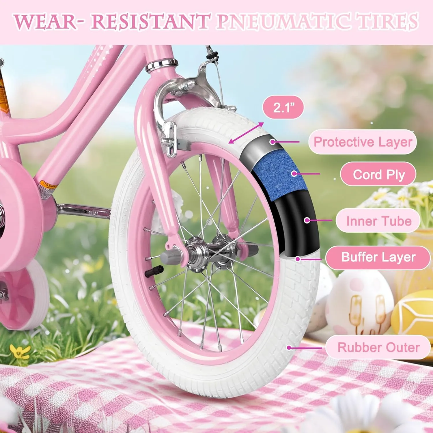 Glaf Toddler Girls Bike for 2-12 Years Old 12 14 16 20 Inch Girls Bike with Training Wheels and Baby Doll Seat Kids Bike Bicycle with Adjustable Seat Handlebar