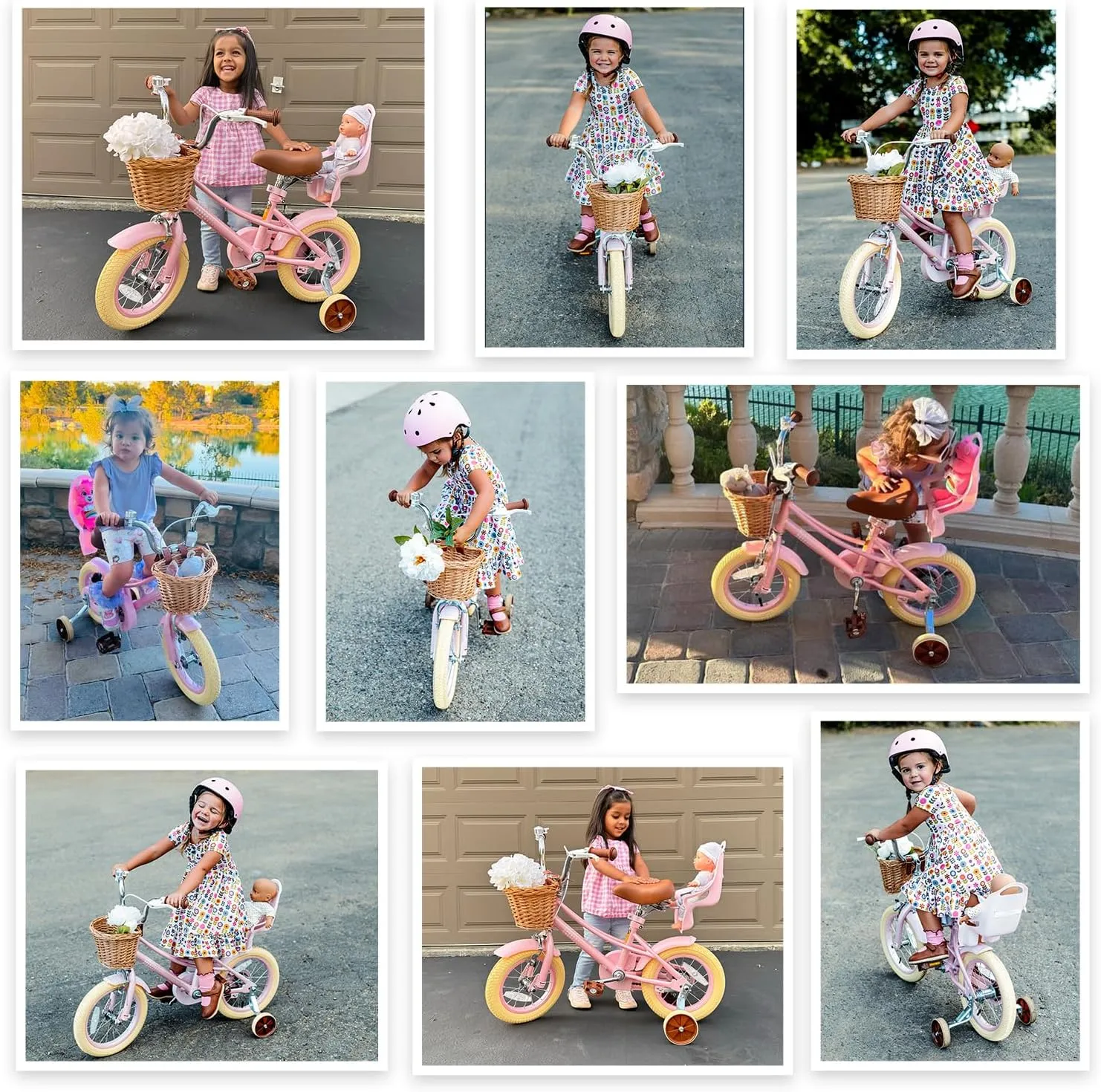 Glaf Toddler Girls Bike for 2-12 Years Old 12 14 16 20 Inch Girls Bike with Training Wheels and Baby Doll Seat Kids Bike Bicycle with Adjustable Seat Handlebar