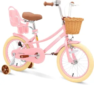 Glaf Toddler Girls Bike for 2-12 Years Old 12 14 16 20 Inch Girls Bike with Training Wheels and Baby Doll Seat Kids Bike Bicycle with Adjustable Seat Handlebar