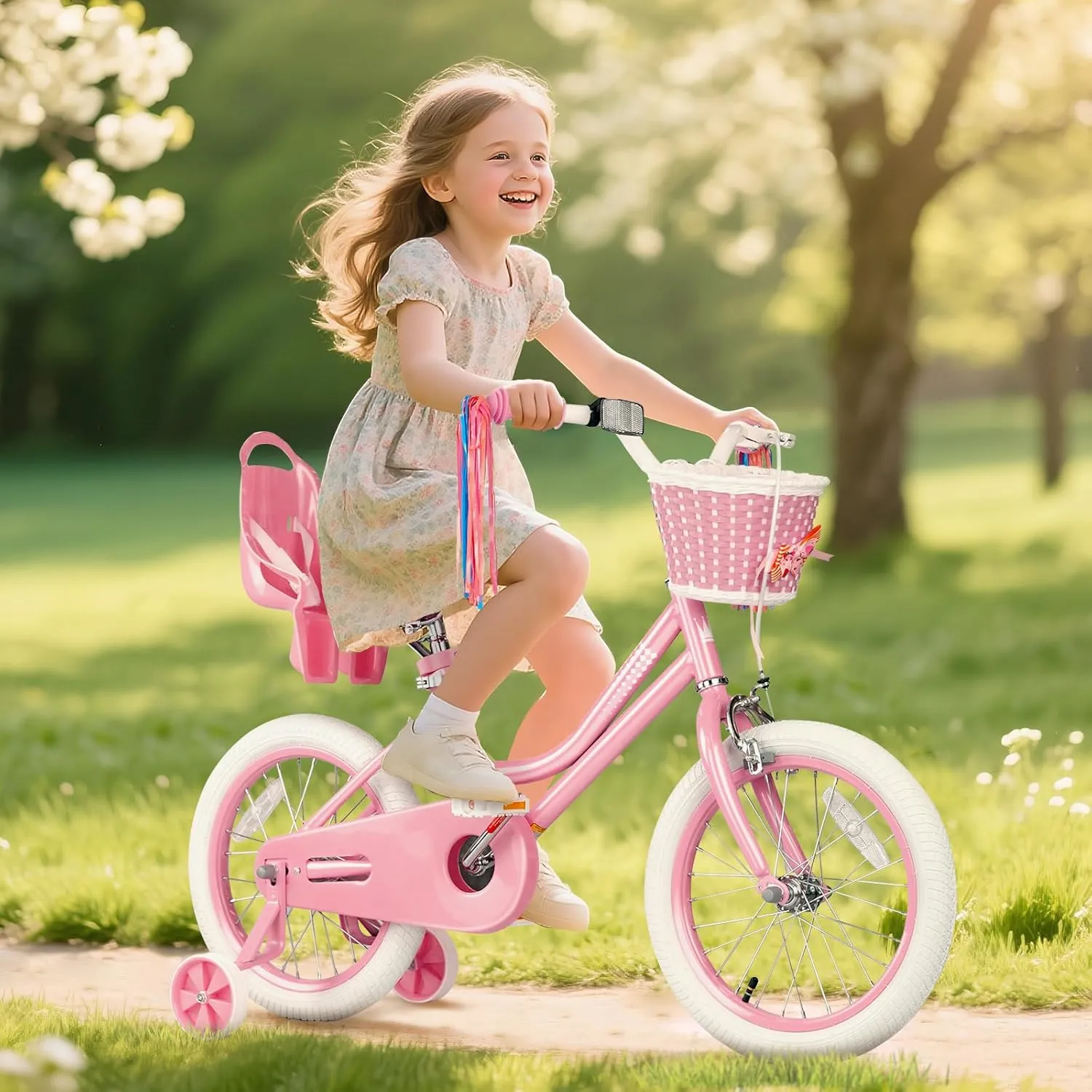 Glaf Toddler Girls Bike for 2-12 Years Old 12 14 16 20 Inch Girls Bike with Training Wheels and Baby Doll Seat Kids Bike Bicycle with Adjustable Seat Handlebar