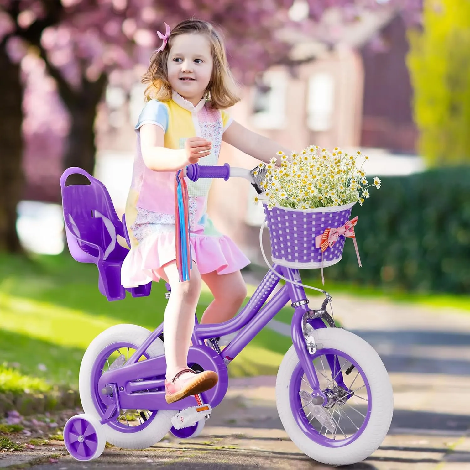 Glaf Toddler Girls Bike for 2-12 Years Old 12 14 16 20 Inch Girls Bike with Training Wheels and Baby Doll Seat Kids Bike Bicycle with Adjustable Seat Handlebar