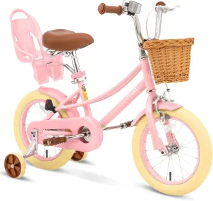 Glaf Toddler Girls Bike for 2-12 Years Old 12 14 16 20 Inch Girls Bike with Training Wheels and Baby Doll Seat Kids Bike Bicycle with Adjustable Seat Handlebar
