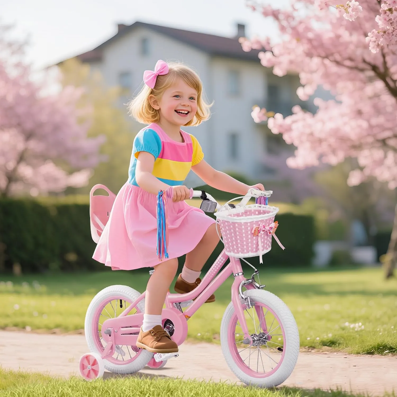 Glaf Toddler Girls Bike for 2-12 Years Old 12 14 16 20 Inch Girls Bike with Training Wheels and Baby Doll Seat Kids Bike Bicycle with Adjustable Seat Handlebar