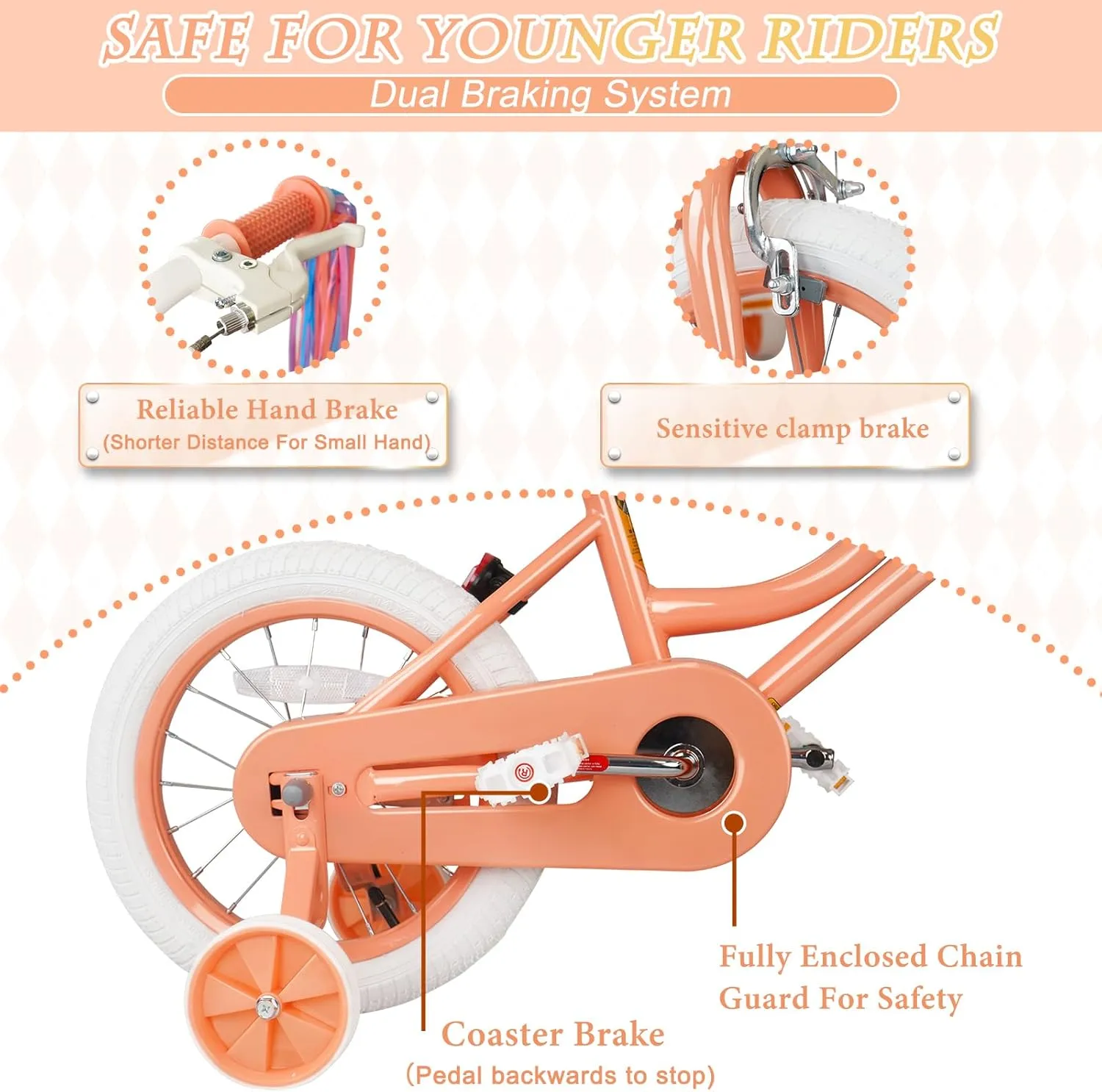 Glaf Toddler Girls Bike for 2-12 Years Old 12 14 16 20 Inch Girls Bike with Training Wheels and Baby Doll Seat Kids Bike Bicycle with Adjustable Seat Handlebar