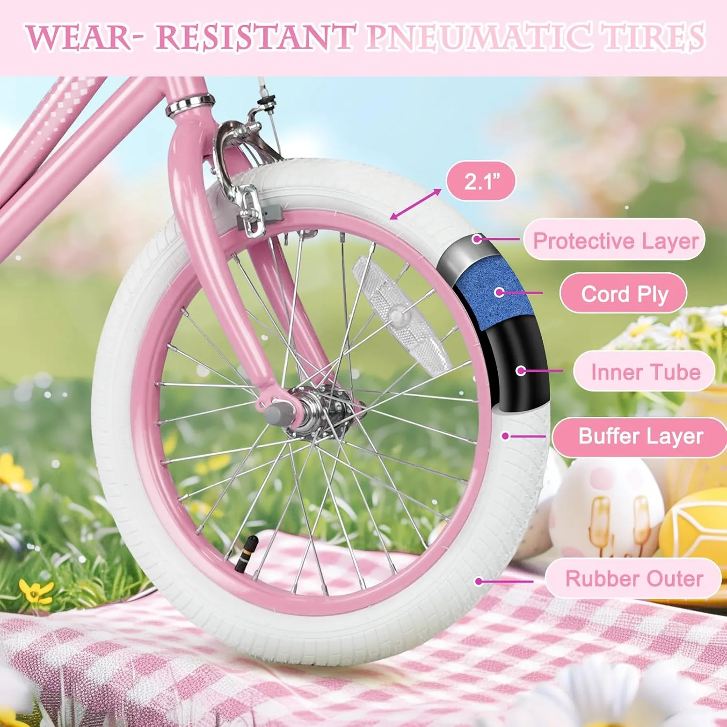 Glaf Toddler Girls Bike for 2-12 Years Old 12 14 16 20 Inch Girls Bike with Training Wheels and Baby Doll Seat Kids Bike Bicycle with Adjustable Seat Handlebar