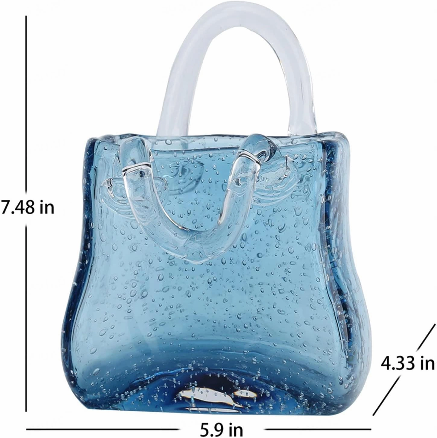 Glass Bag Vase for Flowers, Elegant Purse Design Purse Vase Purse Vase with Fish Bowl, Glass Bag Vase for Decor,Style2-Blue