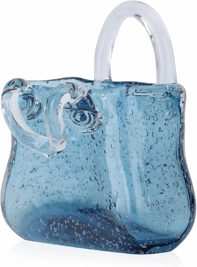 Glass Bag Vase for Flowers, Elegant Purse Design Purse Vase Purse Vase with Fish Bowl, Glass Bag Vase for Decor,Style2-Blue