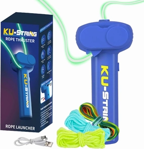 Glow-in-The-Dark String Shooter Toys, Portable Rope Launcher,Outdoor Fidget Toy Flying a Glow KU Loop in The Air for Endless Fun, Perfect Interactive STEM Gift for Kids & Adults（Dark Blue）