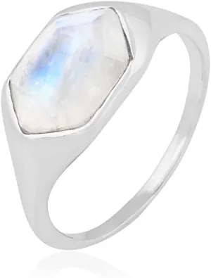 Glowing Moonlight Moonstone Ring 925 Sterling Silver Gemstone Jewelry