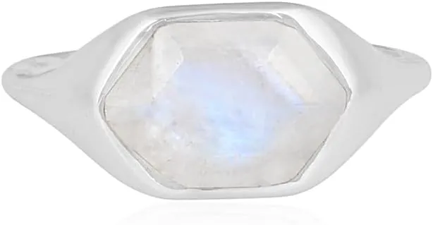 Glowing Moonlight Moonstone Ring 925 Sterling Silver Gemstone Jewelry