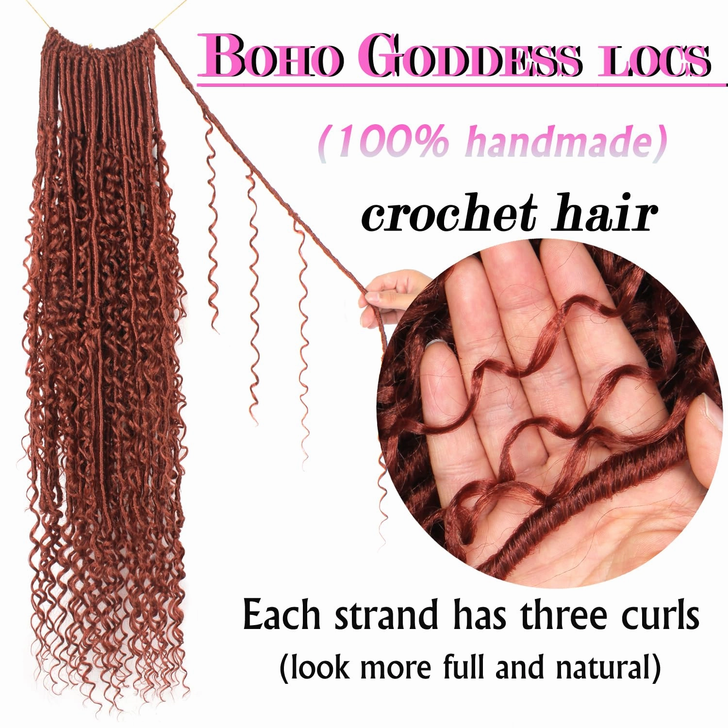 Goddess Locs Crochet Hair 30 Inch Faux Locs Crochet Pre-looped Boho Faux Locs with Curly Ends 8 Packs Long Bohemian River Locs Crochet Hair for Black Women(30Inch,350#)