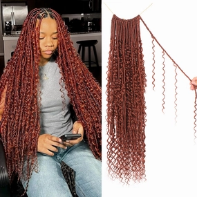 Goddess Locs Crochet Hair 30 Inch Faux Locs Crochet Pre-looped Boho Faux Locs with Curly Ends 8 Packs Long Bohemian River Locs Crochet Hair for Black Women(30Inch,350#)